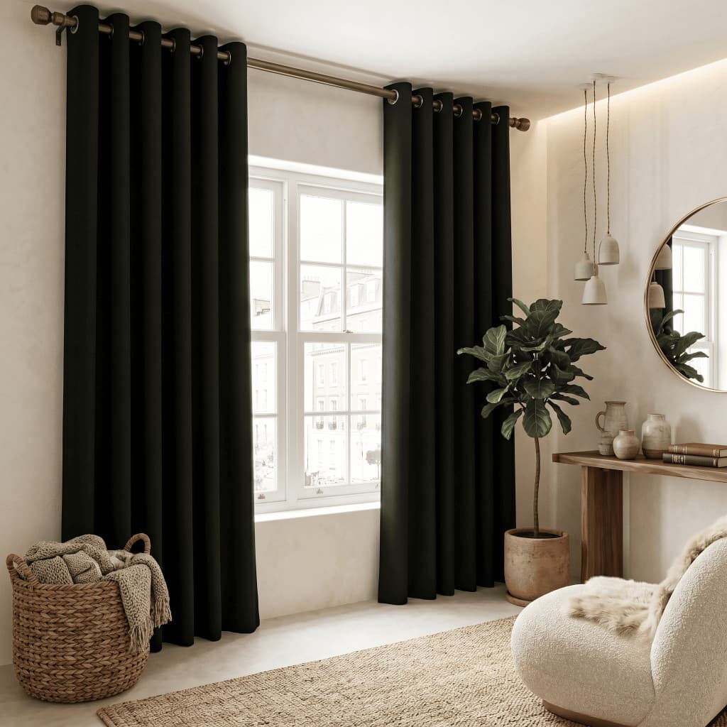 Cortina 100% Blackout Corta Luz para Varão Tecido E PVC Sala Quarto Ilhós Cromado