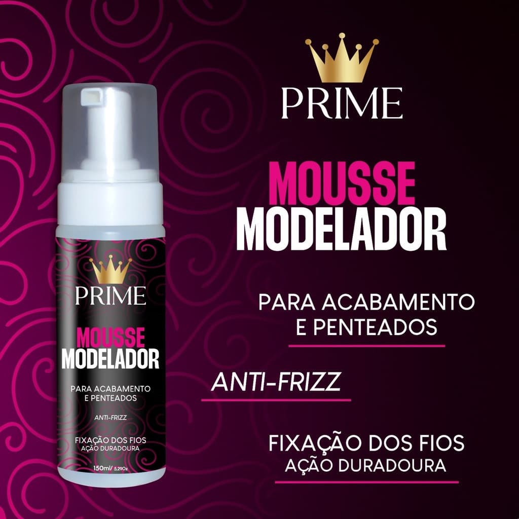 Espuma Mousse Modelador Prime Master Hair Para Tranças Cachos e Penteados 150ml
