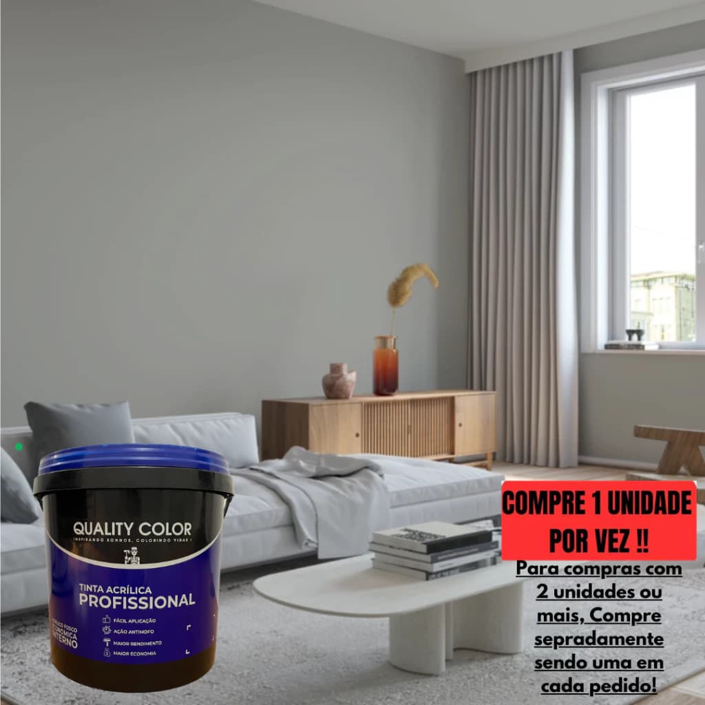 Tinta Acrílica Profissional para Parede Interna 20kg 16L Cor Cinza Elefante - Alta Cobertura