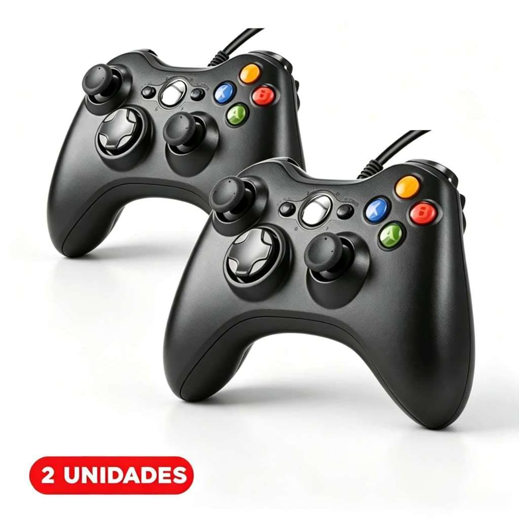 Kit Controle com fio compatível Xbox 360, joystick USB para PC Windows, design ergonômico com vibração