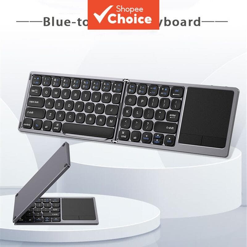 Teclado Bluetooth JOMAA dobrável com touchpad, teclado sem fio portátil recarregável de tamanho completo para tablet e