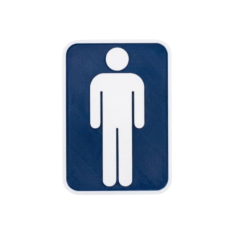 Placa Sinalização Banheiro Masculino 3D Azul Ecológica | Identificação Premium WC Homem