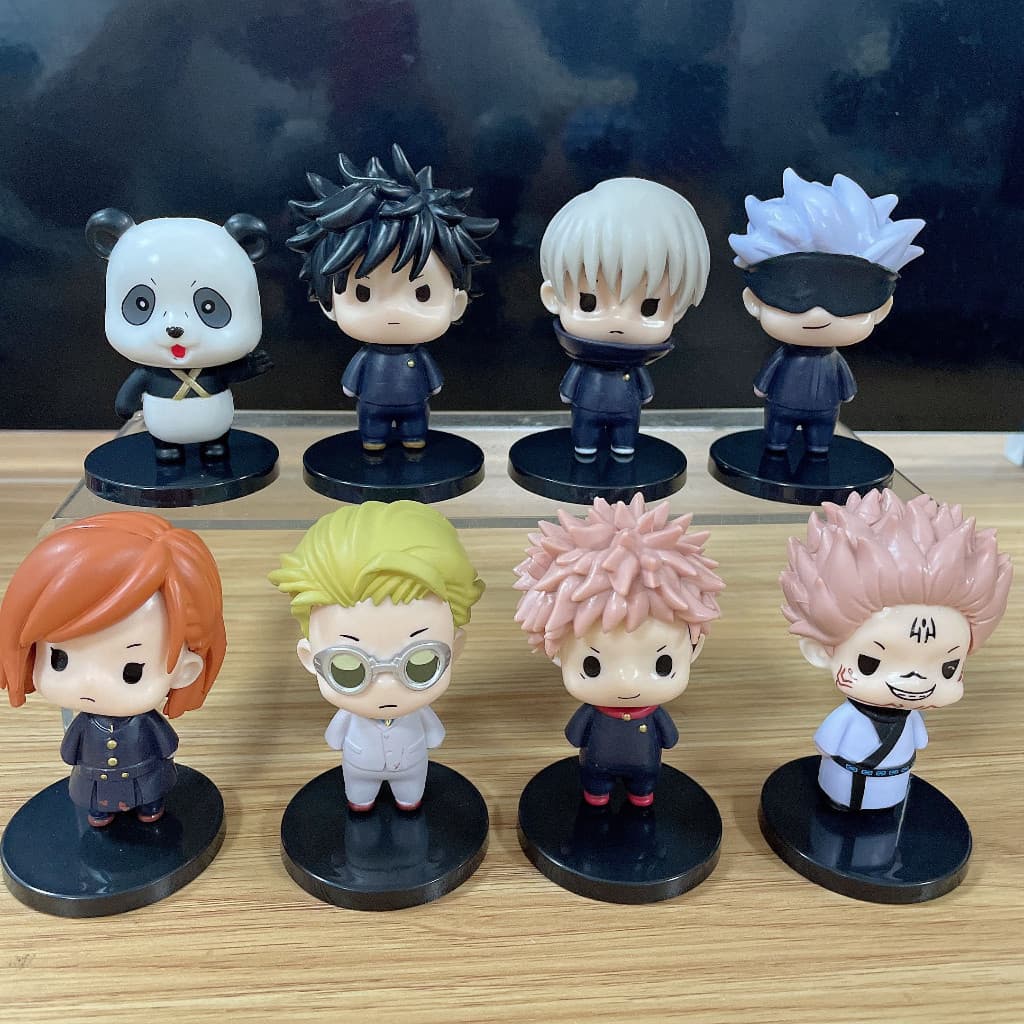 8 peças/conjunto, bonecos gacha de 7cm do anime Jujutsu Kaisen, modelos de Gojo Satoru, figuras de PVC, brinquedos de aç