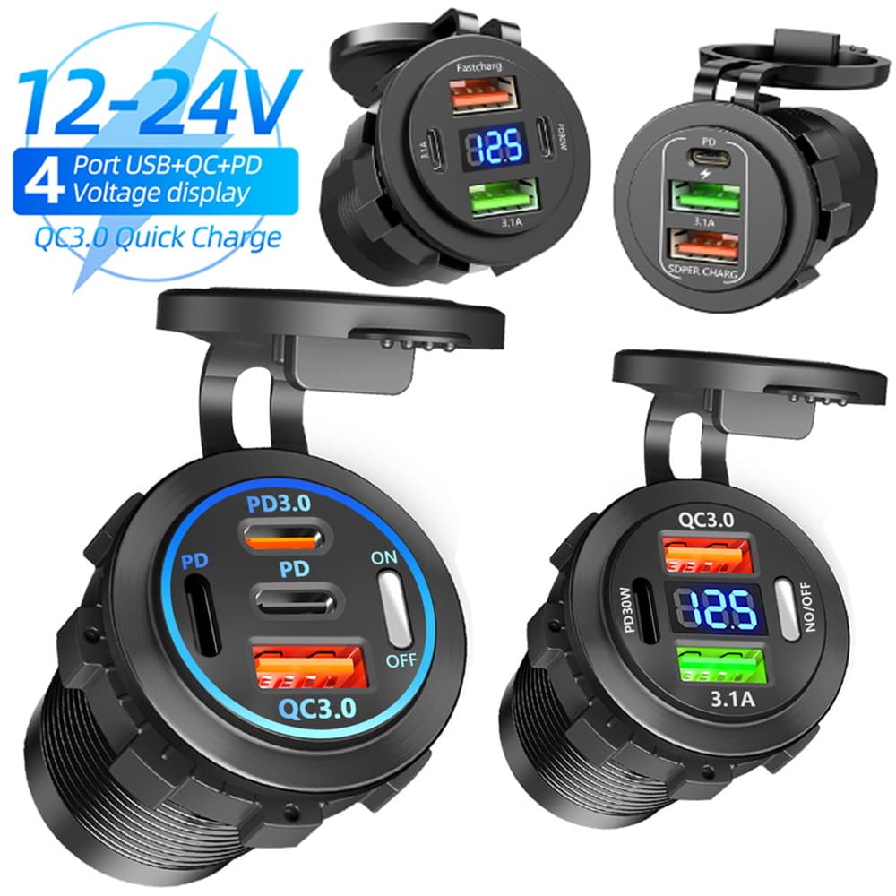 Carregador De Carro Modificado Universal Pd3.0 Qc3.0 Pd30W 3.1A Rápido Adequado Para Modificação De Combinação Rv E Iate