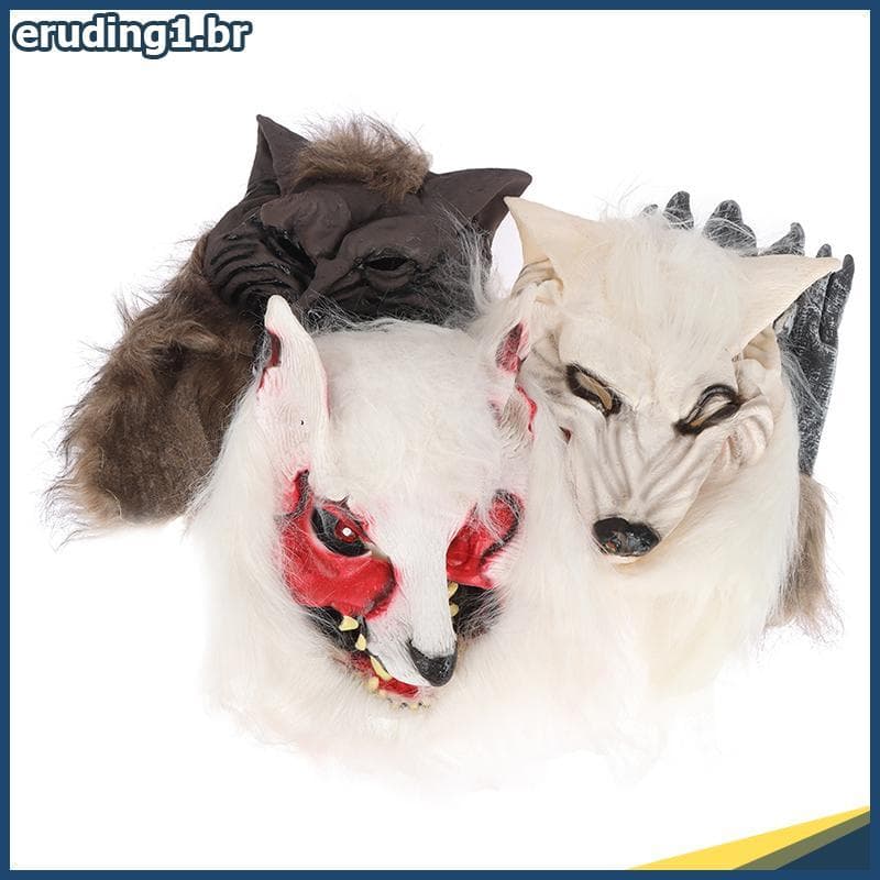 erudi Halloween Lobo Cabeça Máscara De Cabelo Luvas De Lobisomem Fantasia Festa Cospaly Masquerade Decoração Assustadora