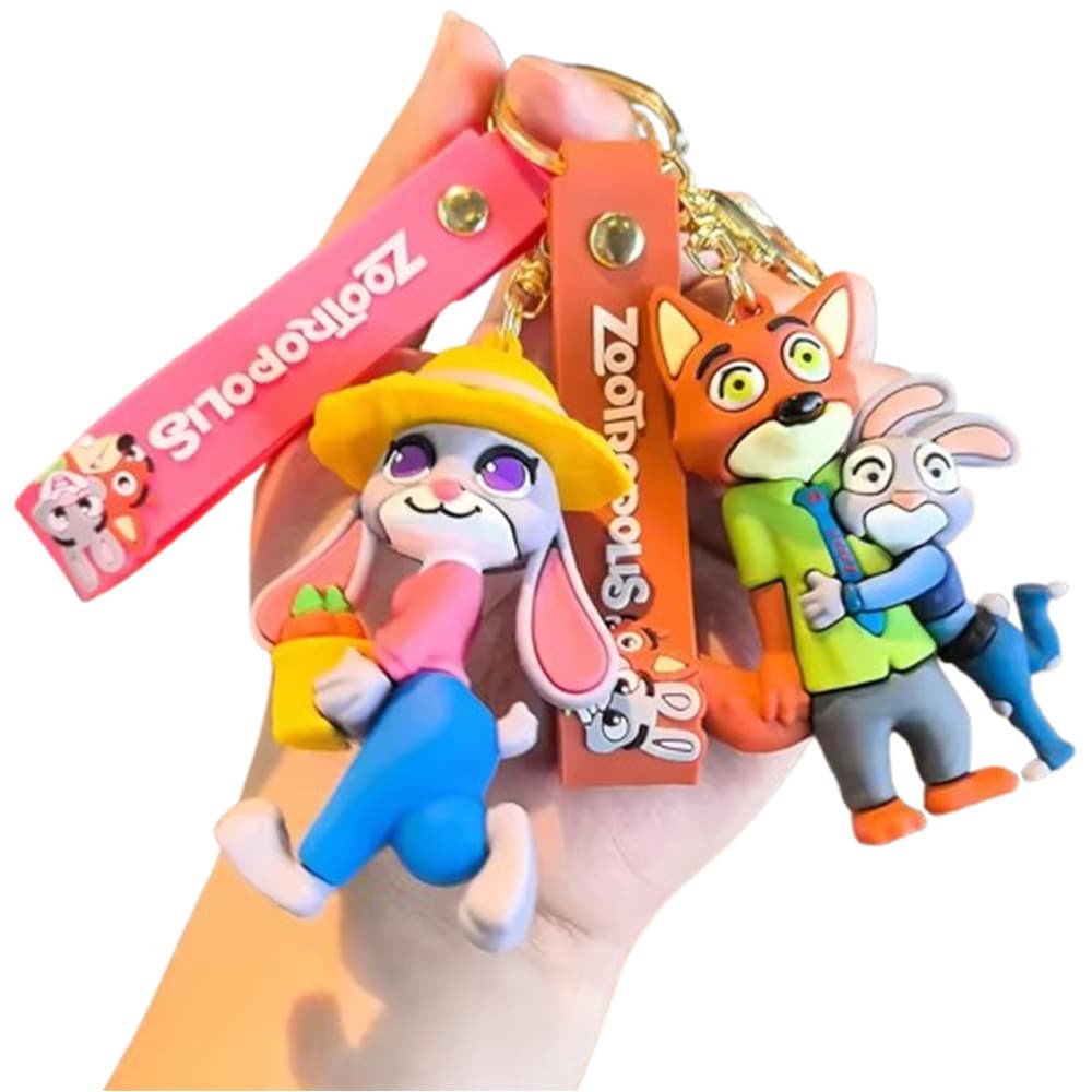 Chaveiro Divertido Silicone Zootopia Kit com 4 Unidades