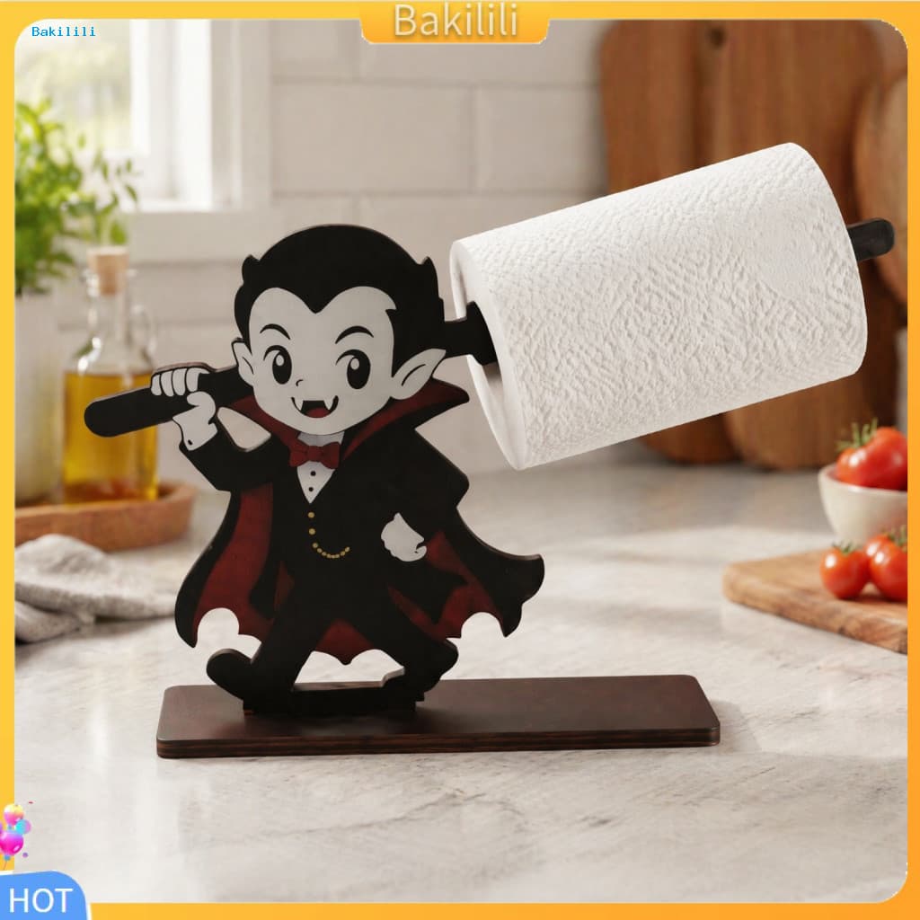 { Bakilili } Decoração De Mesa De Halloween Organizador De Papel De Cozinha Rústico Suporte De Toalha Madeira-Esqueleto