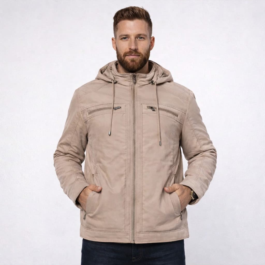Jaqueta Masculina Sarja Com Capuz Forrada Peluciada Frio Top