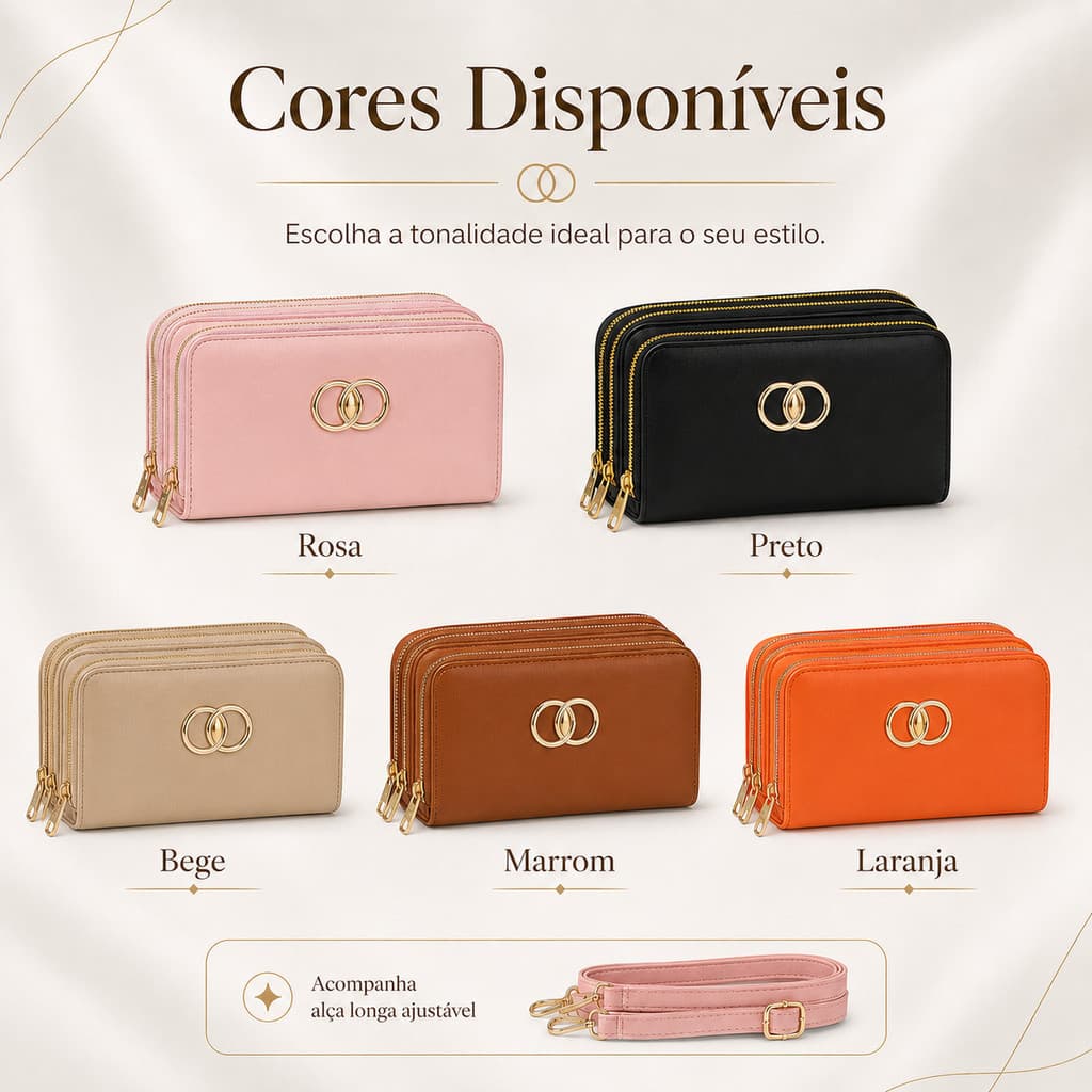 JAMI JAMI  Bolsa Feminina Pequena Transversal em PU com Zíper e Alça Longa Ajustável V2425