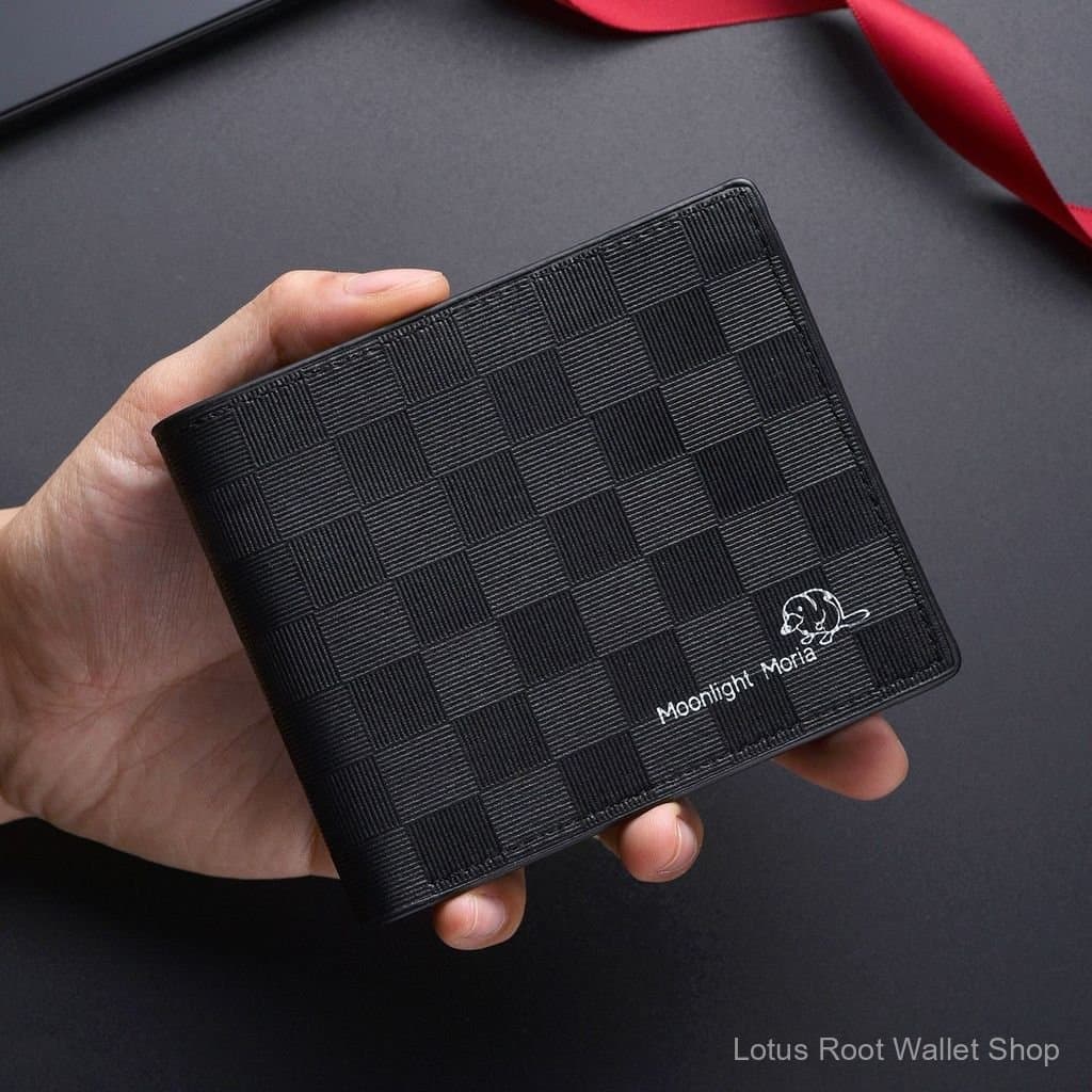 Carteira masculina, carteira de couro portátil multifuncional e elegante para negócios.