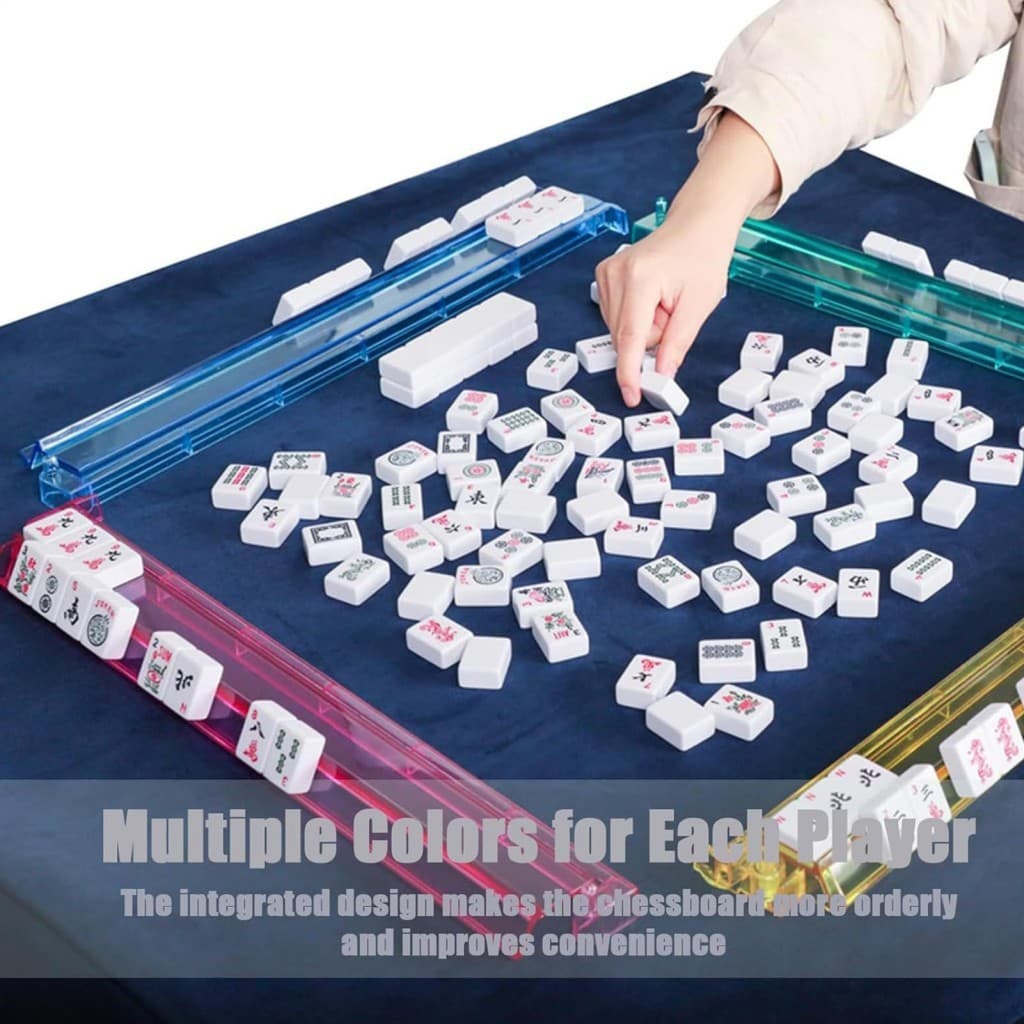 Régua Plástica Transparente De Mahjong De 4 Unidades-Compacta Para Jogos De Tabuleiro