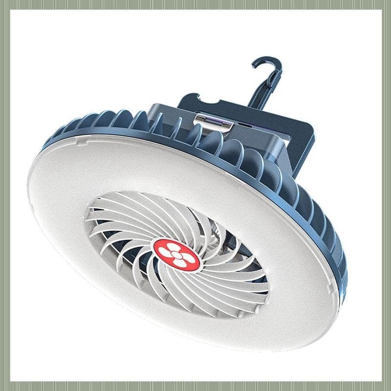 (Ufgt) Ventilador De Acampamento Portátil Com LED USB Recarregável Operado Por Bateria Para Emergência De Carro De Barra