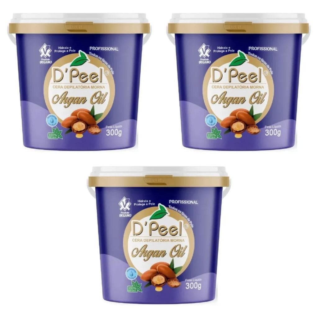 Kit 3 D´Peel Cera Depilatória Profissional Morna 300g Argan