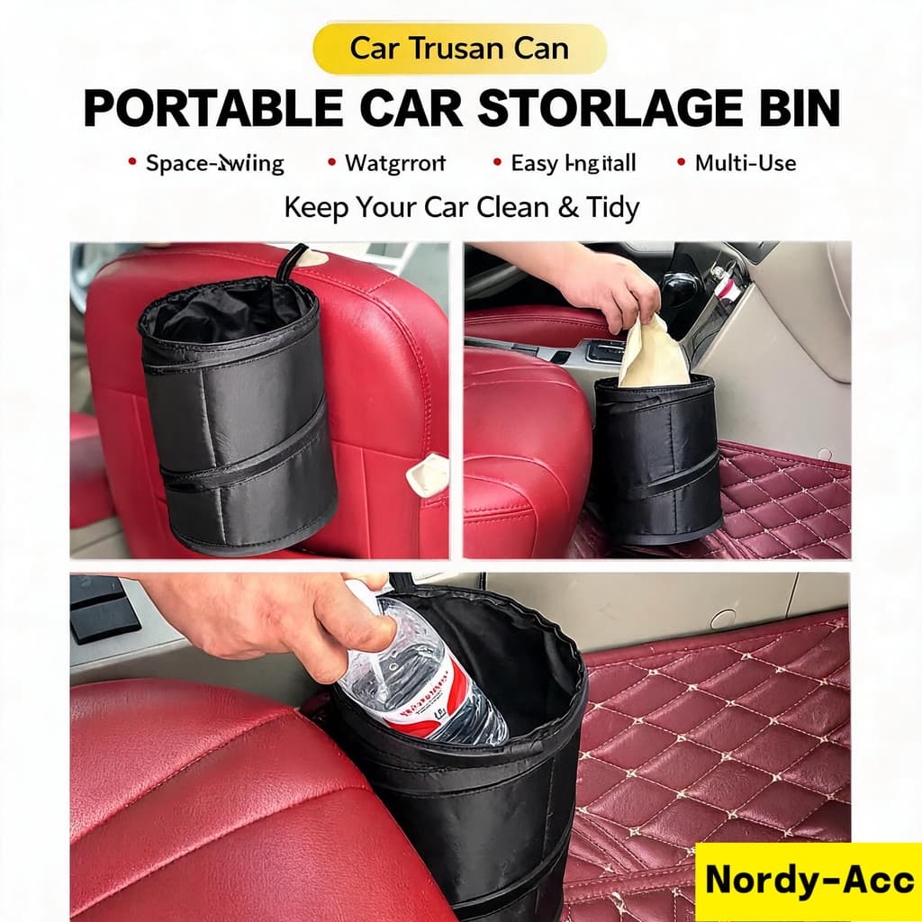 Lixeira De Carro À Prova D'água Pop-up Portátil-Saco De Lixo Dobrável , Ajuste Universal , 1 Unidade-Para Interior De Au