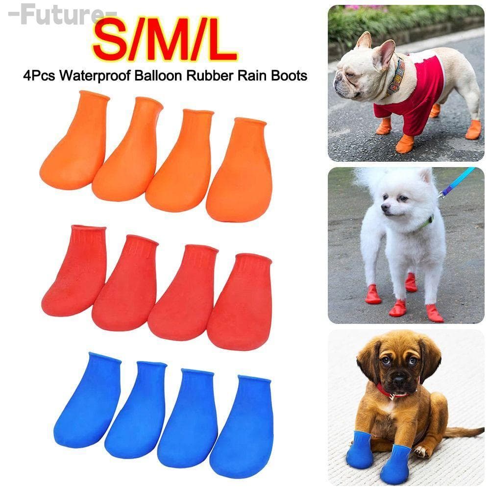 Futuro 4 Unidades De Botas De Chuva Para Animais De Estimação , Sapatos Antiderrapantes De Borracha Balões , Protetores