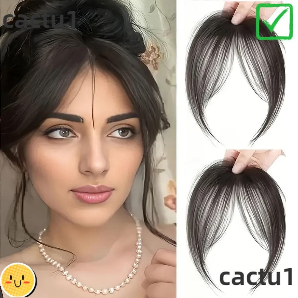 CACTU Franja De Oito Personagens , Cabelo Sintético Fofo Top Francesa Peça De Peruca , Clipe Invisível