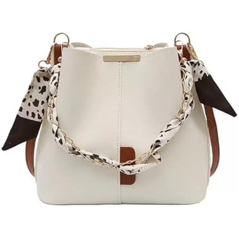 Bolsa Feminina De Couro PU Com Lenço Decorativo Manchado , Crossbody De Ombro Multidirecional Alça Extra Ajustável Diári