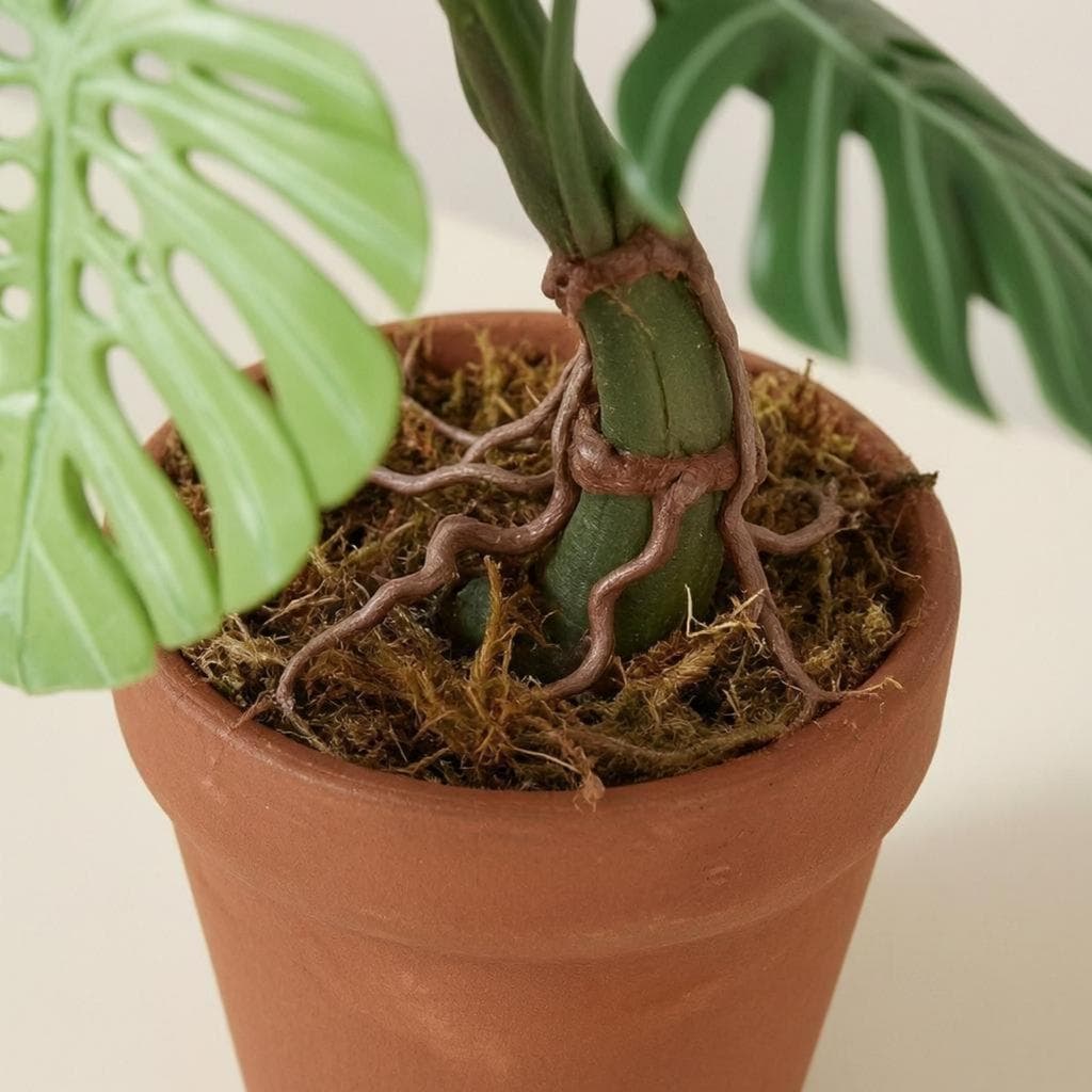 [predolo21x] 1/12 Casa De Bonecas Mini Monstera Planta Vaso Marrom Miniatura Detalhe Realista Decoração De