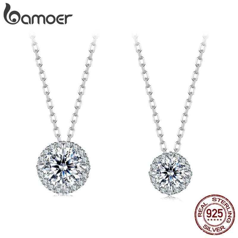 Colar de Moissanite em Prata Esterlina 925 Bamoer, Joia Feminina para Presente FEBW