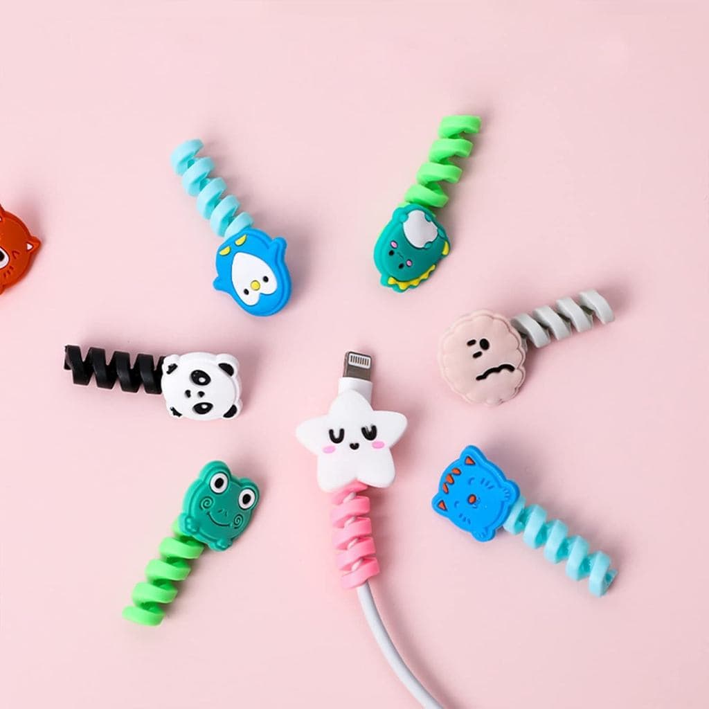 8 Protetores de Cabo de Carregador de Silicone para Celular, Protetores Fofos para Todas as Linhas de Dados, Organizador