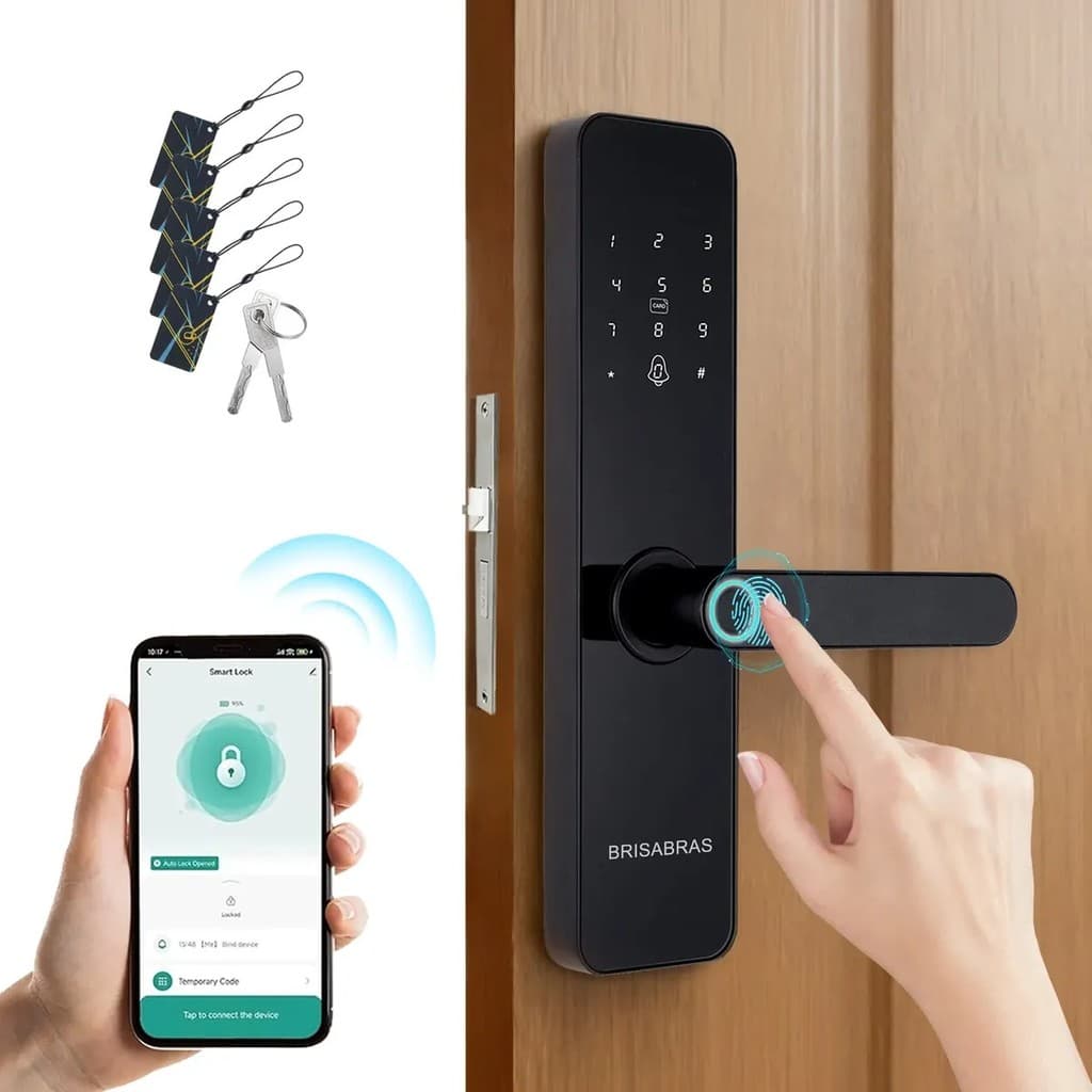 Fechadura Eletronica Digital Wi-fi Tuya Biometria Brisabras