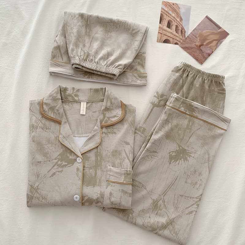Pijamas masculinos de algodão puro calças de manga curta Loungewear masculino verão estilo fino High-End juventude terno