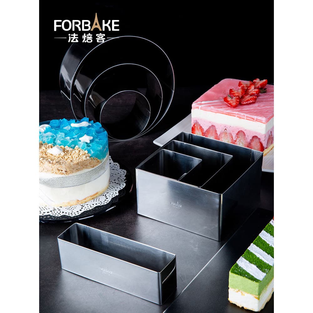 Padeiro francês de aço inoxidável aumentado retangular Mousse anel Tiramisu bolo molde Cheesecake