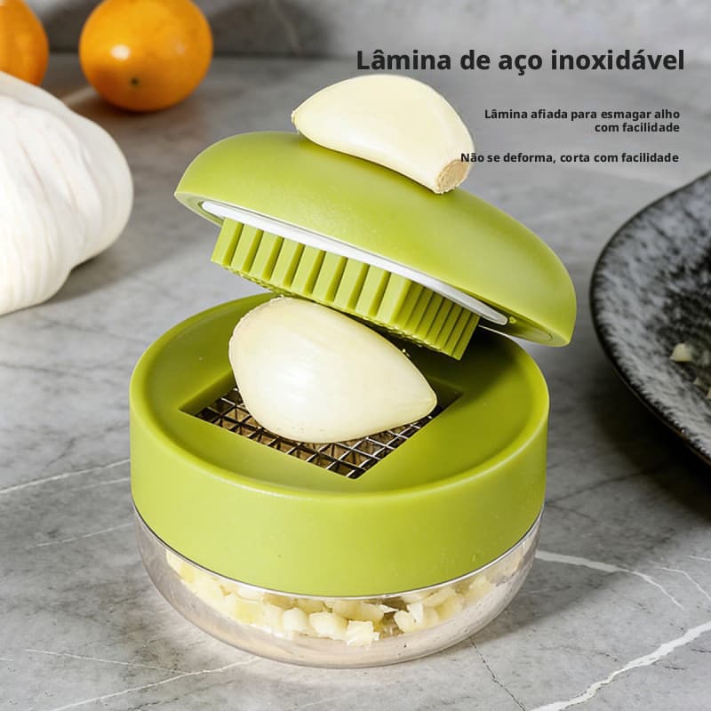 Prensa de Alho Multifuncional de Aço Inoxidável para Uso Doméstico, Mini Esmagador de Alho, Ferramenta para Comida de Be