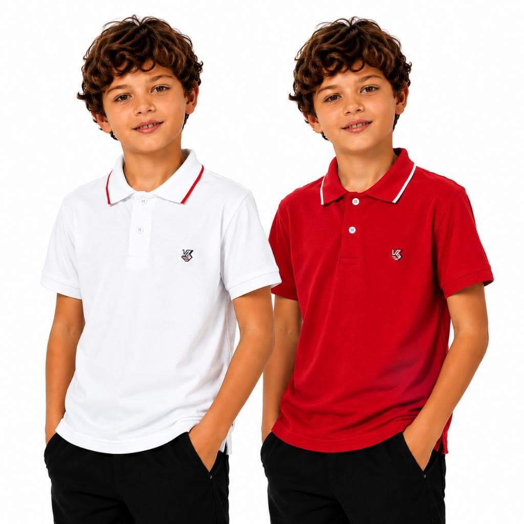 Kit 2 Camisas Gola Polo Infantil 100% Algodão 2 a 14 Anos.