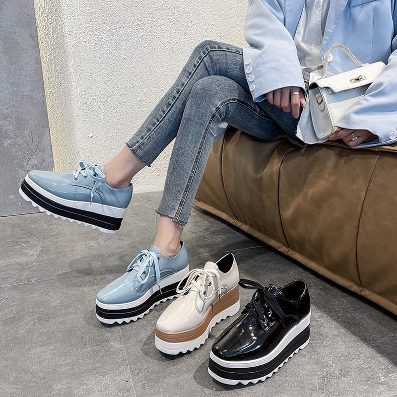 TAMANHO 36-42, altura aumentada 7 CM, outono inverno Popular novo estilo sapatos de plataforma de sola grossa femininos,