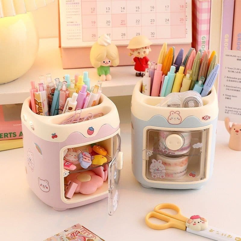 Organizador De Mesa Porta Lápis Caneta 4 Divisórias Multiuso