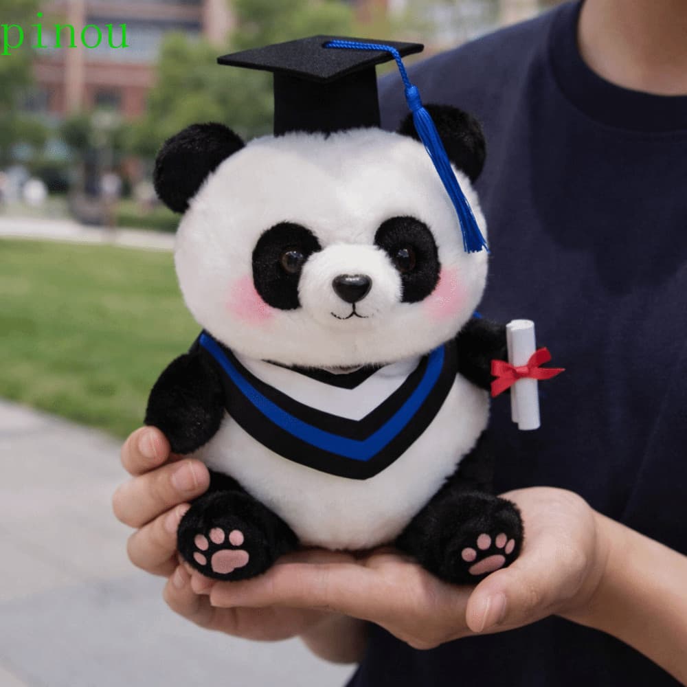 Brinquedo De Pelúcia De Panda De Formatura PINOU , Macio De Desenho Animado , Fofo Com Boné De Doutorado Boneca Kawaii