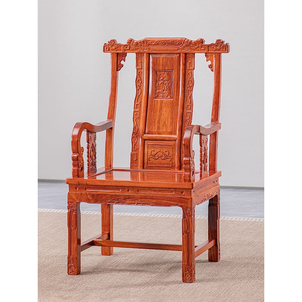 Móveis de mogno novo ouriço chinês vermelho sândalo Taishi cadeira toda madeira maciça lazer círculo cadeira jacarandá c
