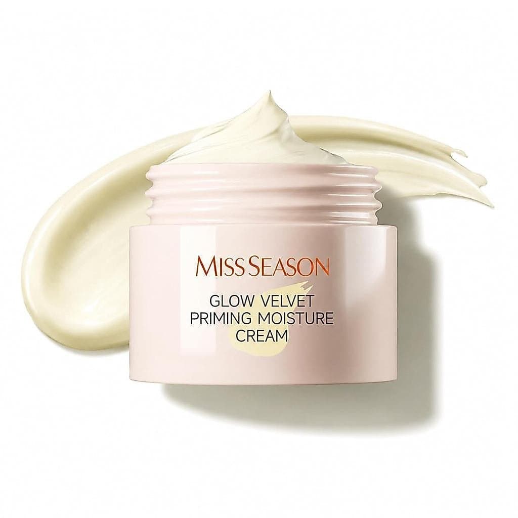 Primer Facial MISSEASONGlowVelvet para Pré-Maquiagem, Primer Facial Hidratante de Longa Duração, Ácido Hialurônico e Nia