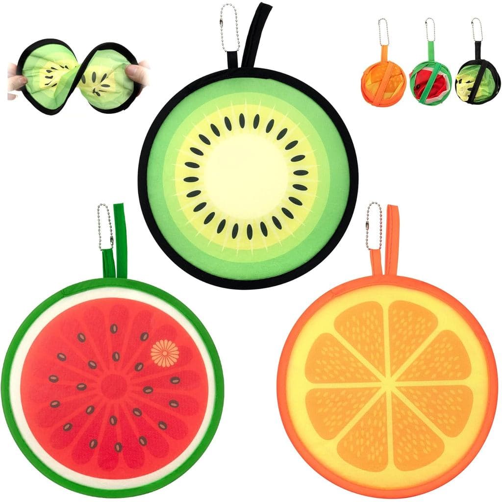 Quacc 3 Peças de Leques de Mão Redondos Dobráveis, Leques Portáteis Estilo Fruta para Eventos de Verão, Viagens ao Ar Li