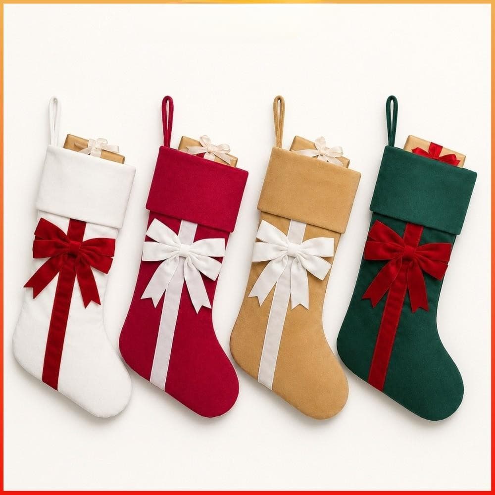 Meia De Natal Com Gravata Borboleta De Veludo MOLYBR , Bolsa Para Festa