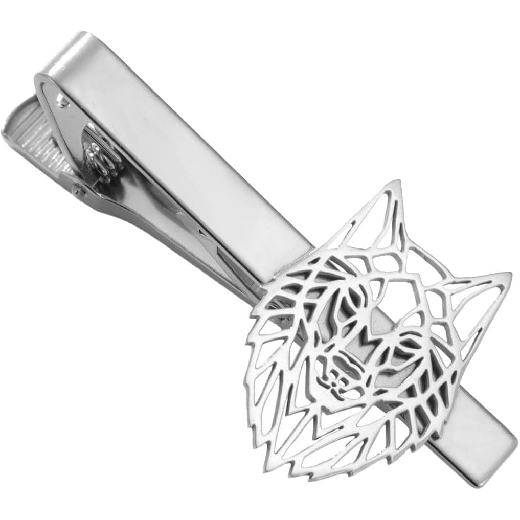 Clips de Gravata Dreamtimes com Cabeça de Lobo, Clips de Gravata Viking para Homens, Clipes de Gravata em Aço Inoxidável