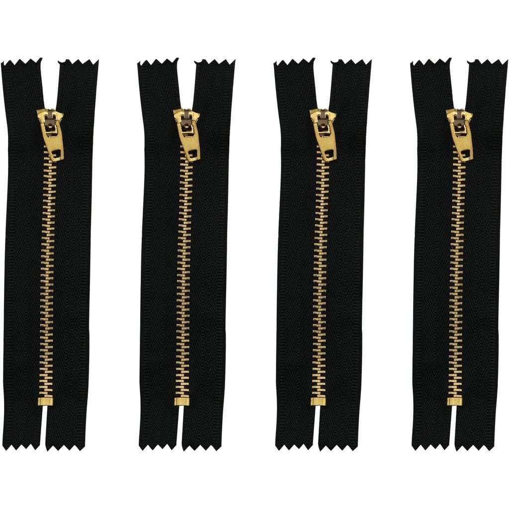Zíper de Metal ZCZQC 4 Peças 4 Polegadas Latão Dourado Zíperes de Alta Resistência com Ponta Fechada para Costura de Bol