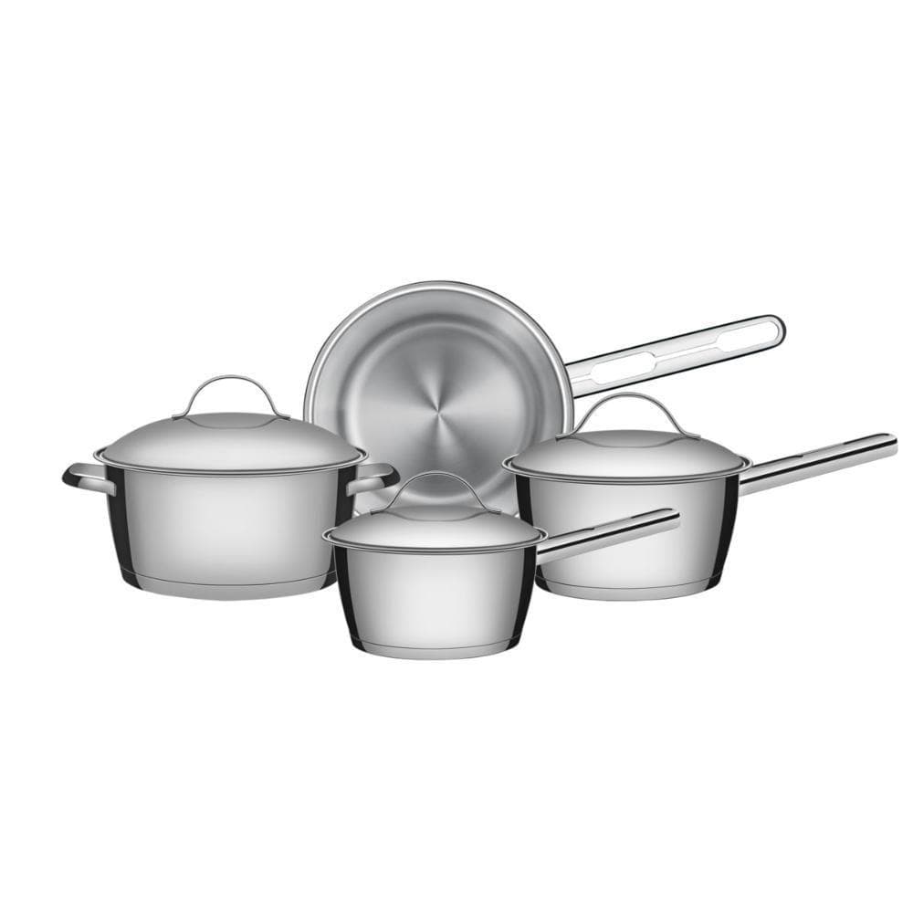 Jogo de Panelas Allegra 4 Peças Aço Inox Fundo Triplo Tampas Inox 3,1L Tramontina