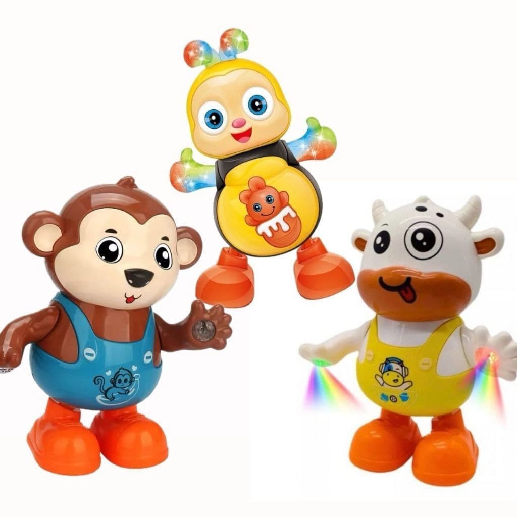 Abelha/ Macaco/ Vaca/ Cachorro Dançante Brinquedo Com Luzes Sons Movimentos