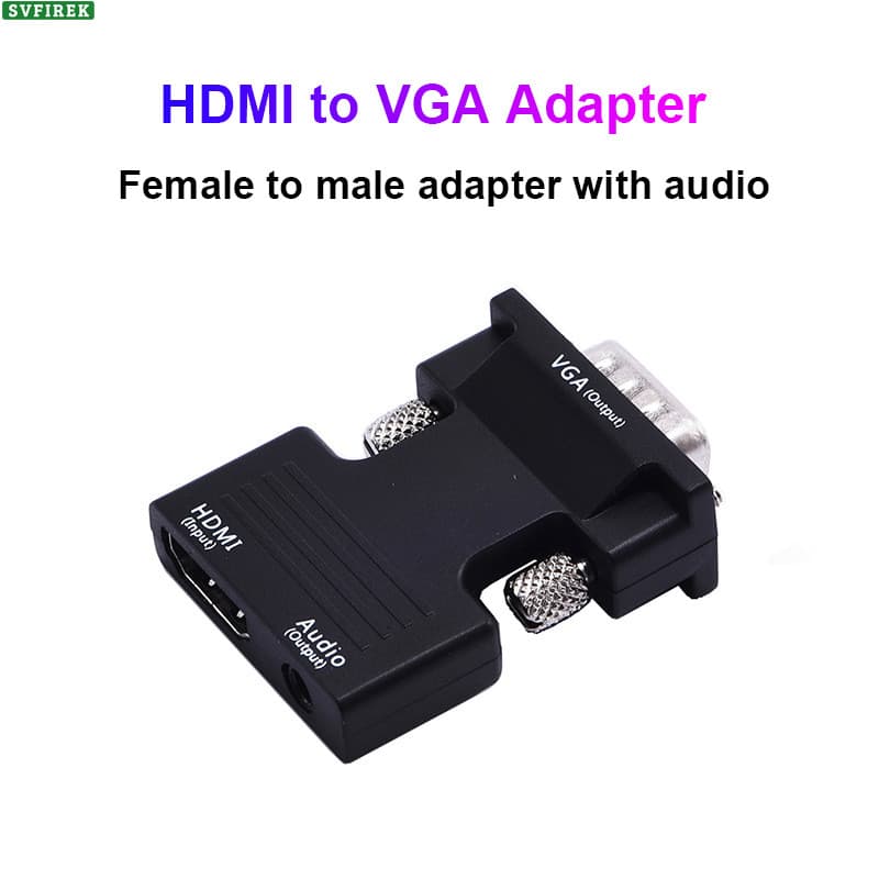 Adaptador HDMI Fêmea Para VGA Macho , 1080P , Com Saída De Áudio De 35MM , Conversor De Sinal De Vídeo HD , Plug And Pla