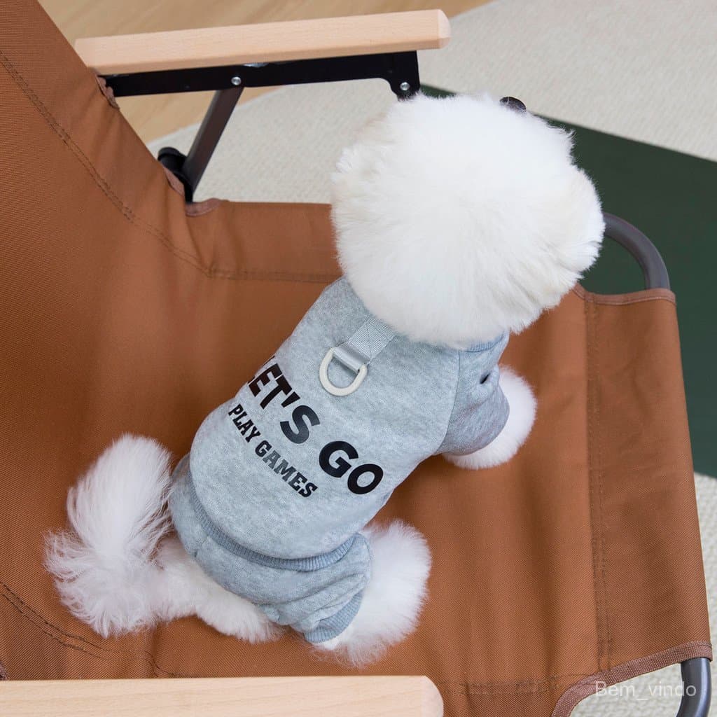 Roupa para Cães com Estampa de Letras da Moda, Macacão Macio de Inverno, Casaco Quente para Filhotes, Fantasias para Chi