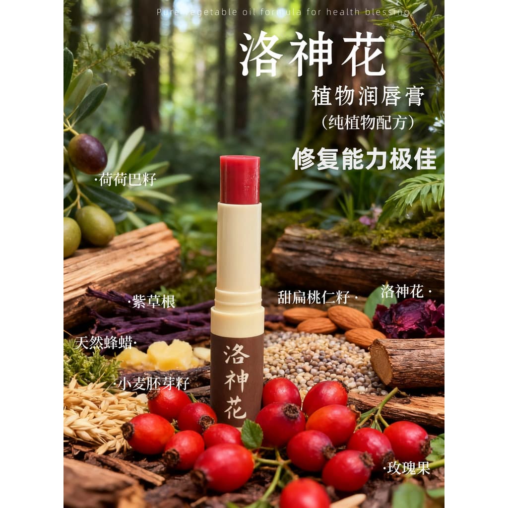 ((Edição limitada) Roselle Plant Lip Balm Linhas labiais secas e rachadas Fade Black Lip Hidratante 2.45g Lábio superior