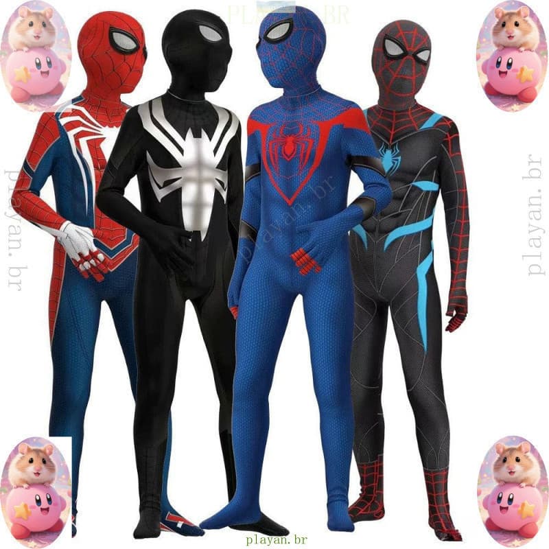 Fantasia de Super-Herói para Halloween, Macacão para Crianças e Adultos, Presente do Homem-Aranha H3TU