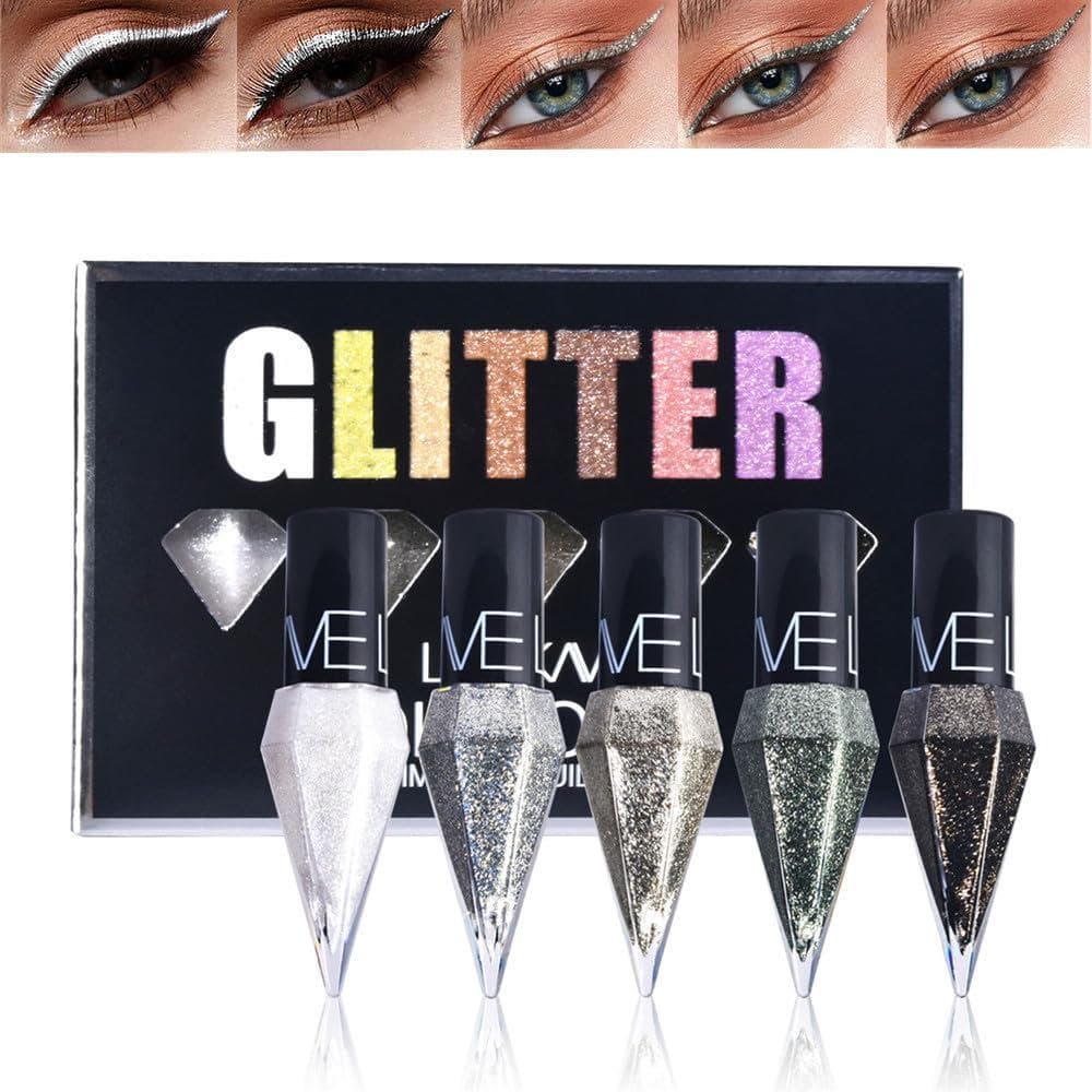 Go Ho Conjunto Colorido de Delineador Líquido com Glitter, Delineador com Glitter e Sombra Brilhante |   Delineador de O