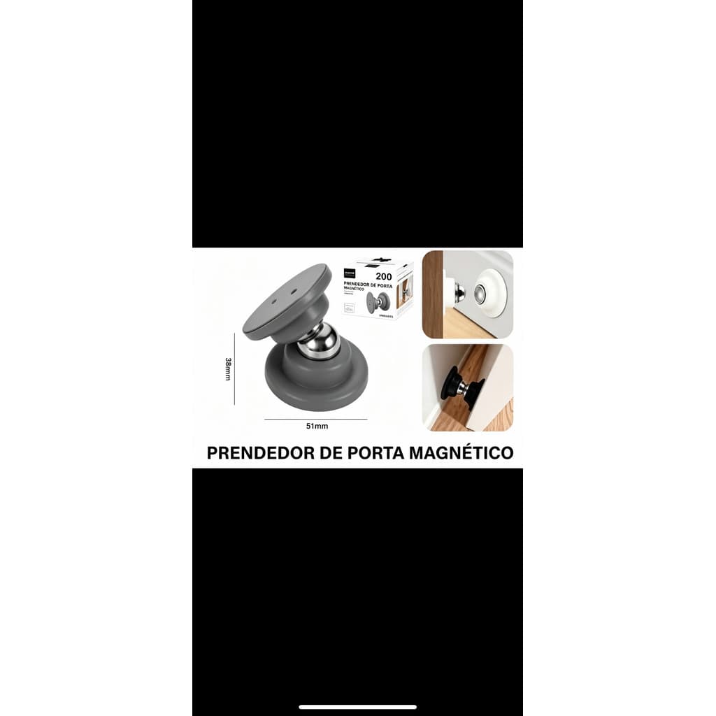 Prendedor de Porta Magnético 304 | 200 Unidades | Forte, Sem Barulho + Instalação Fácil