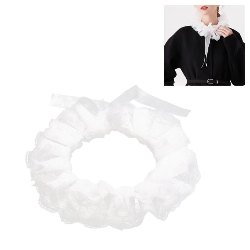 Gargantilha Palhaço QUICKR , Camada Dupla , Renda Babados , Falsa Vitoriana , Ruff Para Festas Má