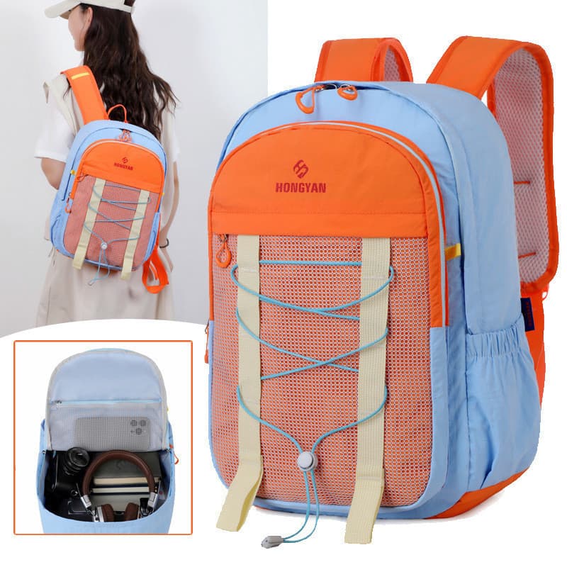 Nova moda náilon leve mochila dopamina contraste cor All-Match mochila de viagem grande capacidade mochila esportiva