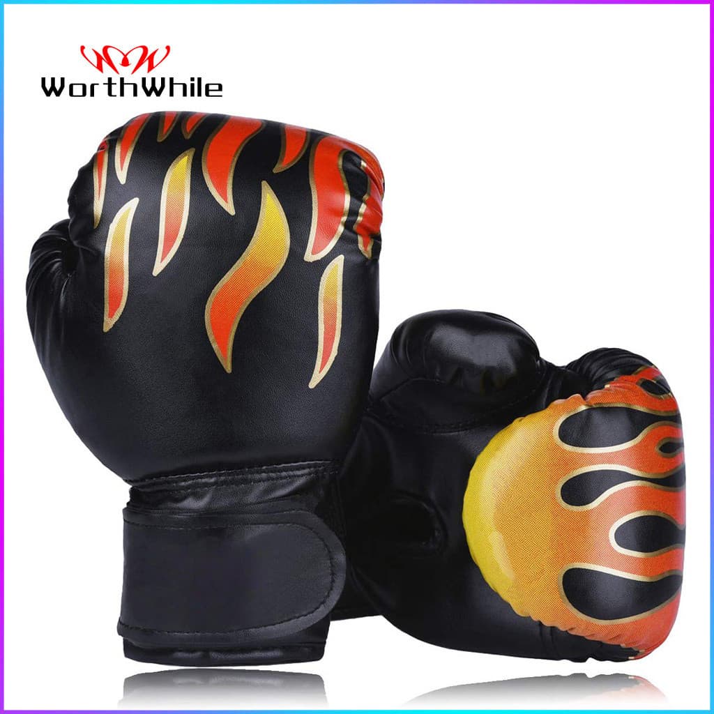 Worthwhile 6OZ Crianças PU Luvas De Boxe Pontapé Soco Karate Muay Thai Guantes De Boxeo Luta Livre MMA Equipamento De Tr