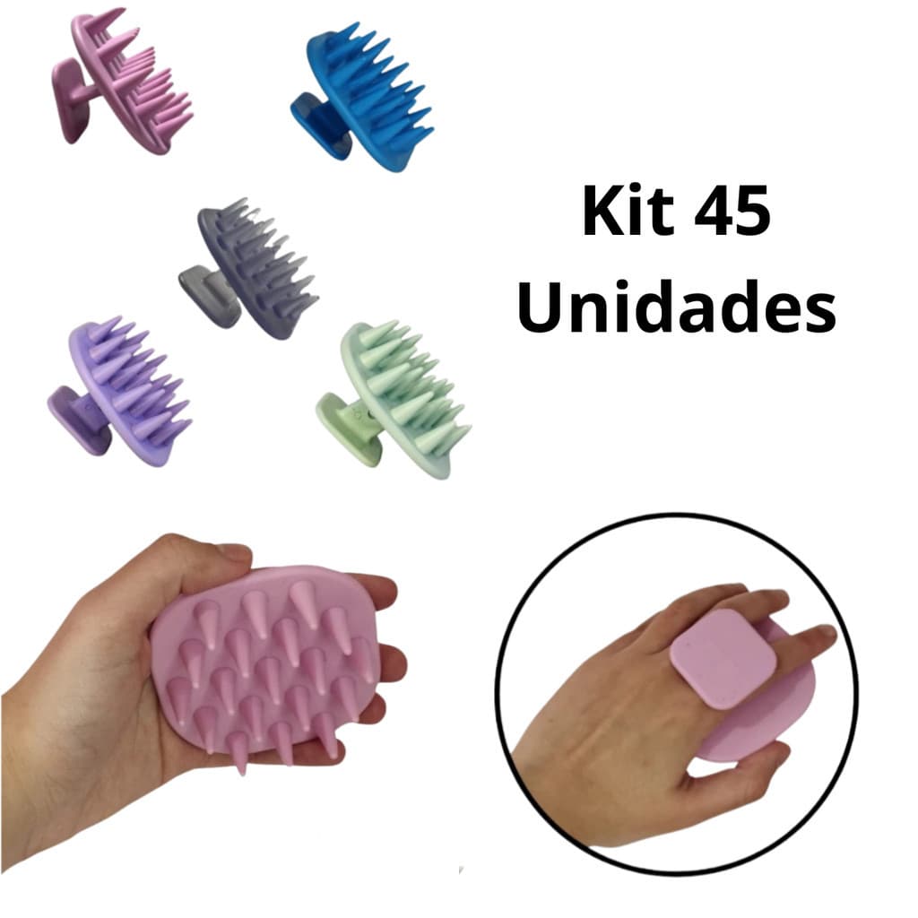 Kit 45 Escovas Massageadora de Silicone para Cabelos